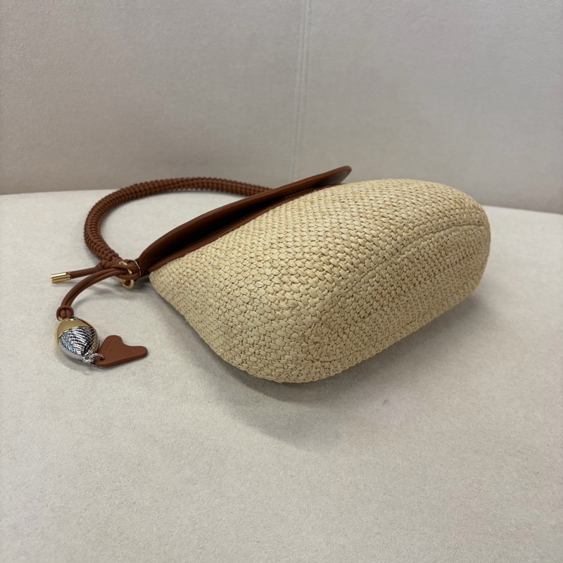 ✨99新Loewe羅意威Pescador中號編織馬鞍包漁夫包單肩斜挎包手提包 底長24cm 26年-5