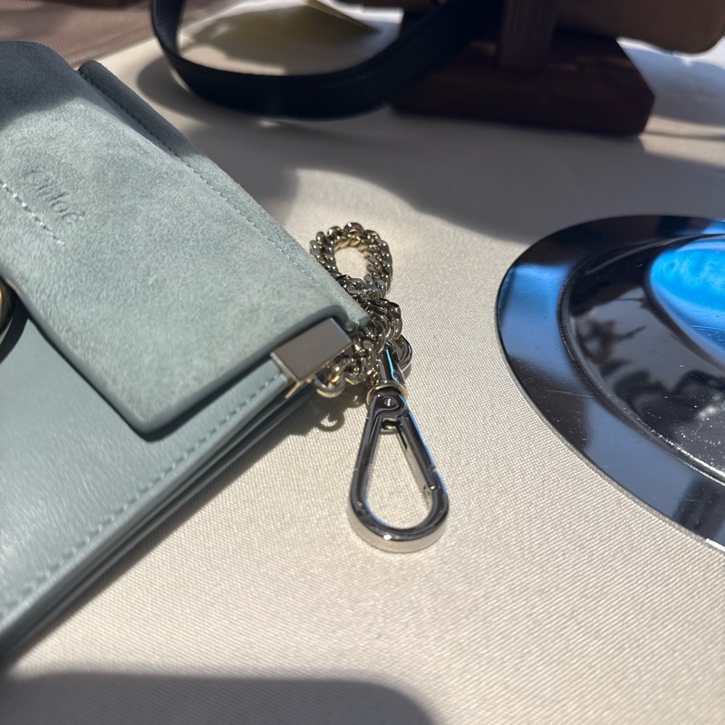 Chloé Faye Small Bracelet Bag Light Blue leather Shoulder Bag / Handbag / Crossbody bag-11