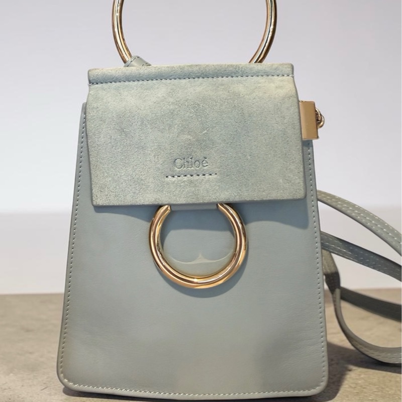 Chloé Faye Small Bracelet Bag Light Blue leather Shoulder Bag / Handbag / Crossbody bag-0