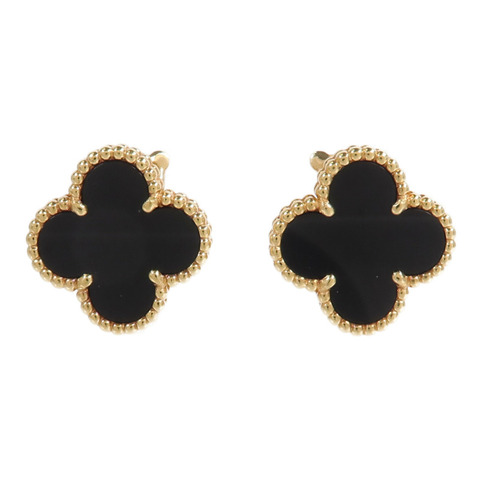 Van Cleef & Arpels 18K黃金Vintage Alhambra Earrings縞瑪瑙耳環