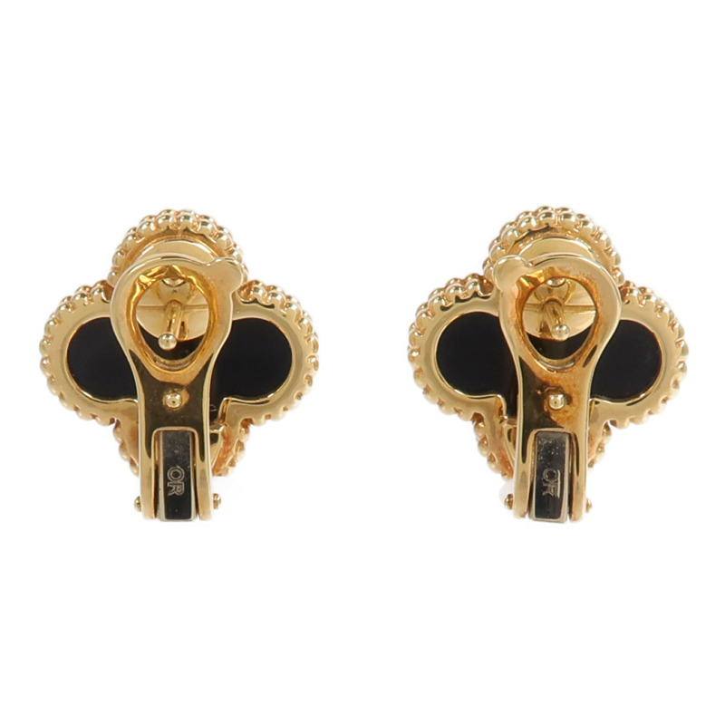 Van Cleef & Arpels 18K黃金Vintage Alhambra Earrings縞瑪瑙耳環-2