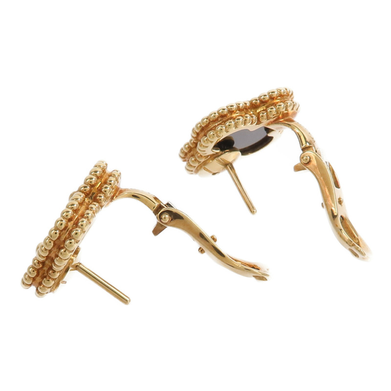 Van Cleef & Arpels 18K黃金Vintage Alhambra Earrings縞瑪瑙耳環-3
