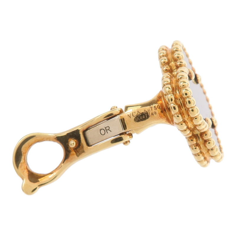 Van Cleef & Arpels 18K黃金Vintage Alhambra Earrings縞瑪瑙耳環-4