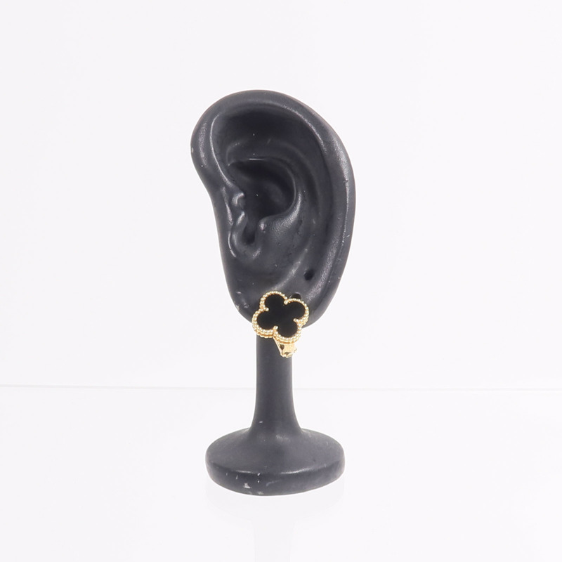 Van Cleef & Arpels 18K黃金Vintage Alhambra Earrings縞瑪瑙耳環-5