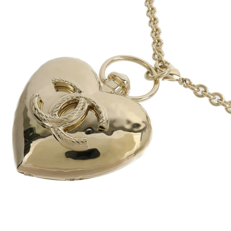 CHANEL 金屬Giant Heart Locket Pendant Necklace項鍊-2