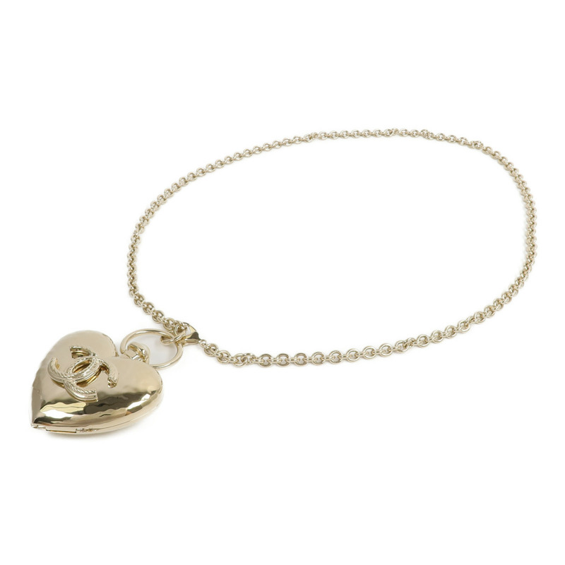 CHANEL 金屬Giant Heart Locket Pendant Necklace項鍊-3