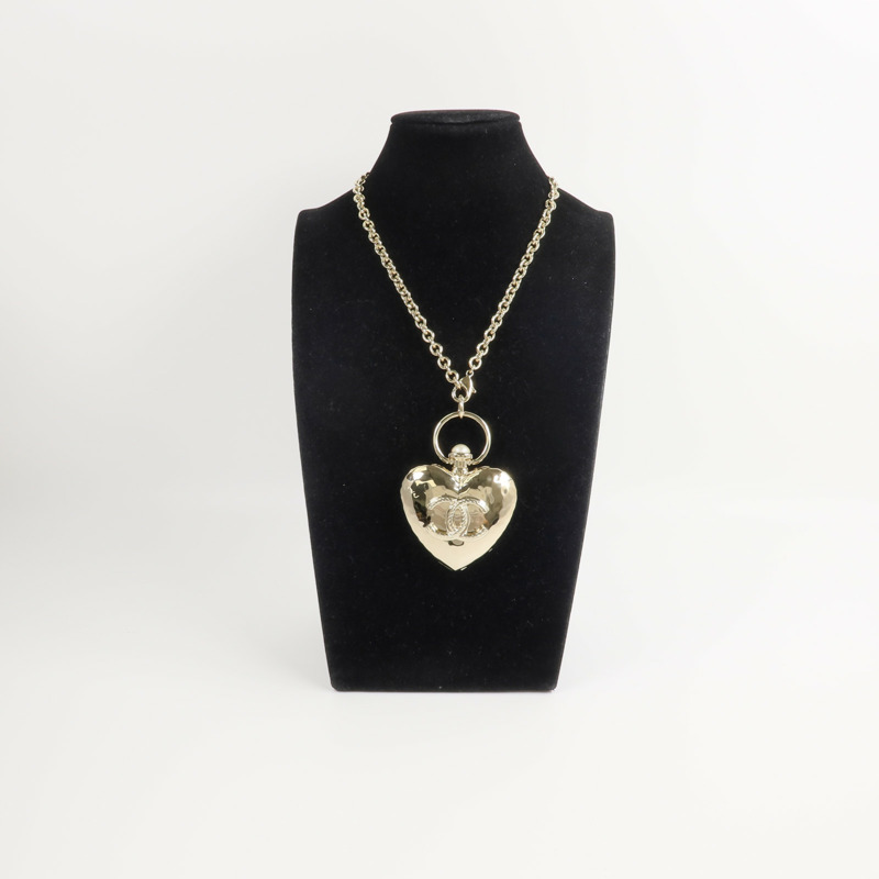 CHANEL 金屬Giant Heart Locket Pendant Necklace項鍊-8