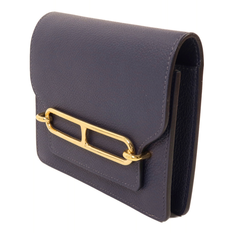 HERMES Evercolor皮革Roulis Slim Wallet錢包Bleu Nuit-19