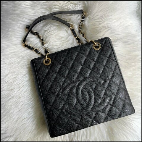 Chanel 香奈兒 黑色金鍊pst 肩背包 98新 托特包 書包 公事包 筆電包