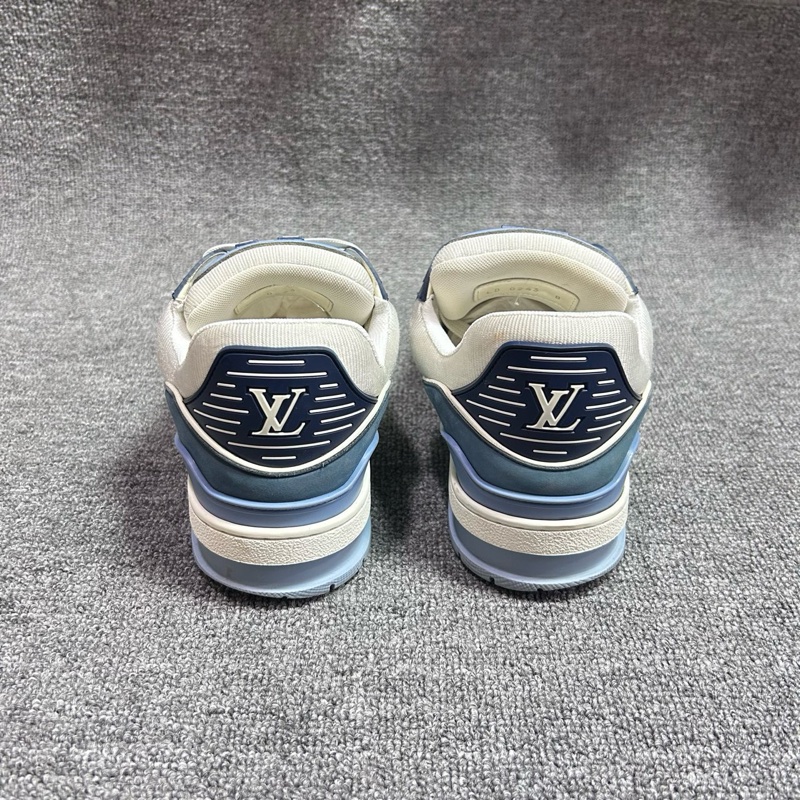 Louis Vuitton 路易威登 LV 新款Trainer 圓頭系帶 低幫 板鞋 男女同款 藍白42碼-5
