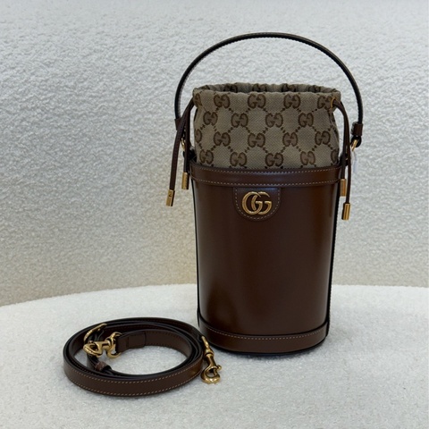 Gucci  Ophidia GG棕色束口帆布內袋牛皮