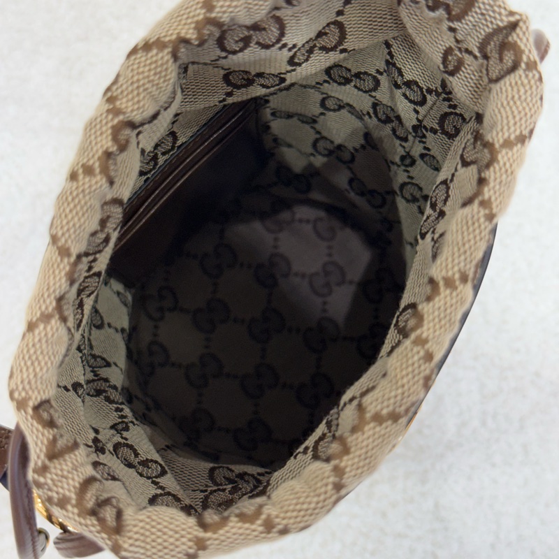 Gucci Ophidia GG棕色束口帆布內袋牛皮-4