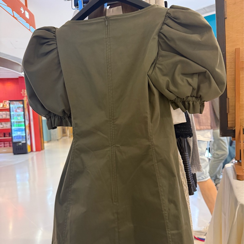 MOSCHINO Puff sleeve cotton mini dress green | New | Moschino 軍綠色裙40 全新玩貨-10