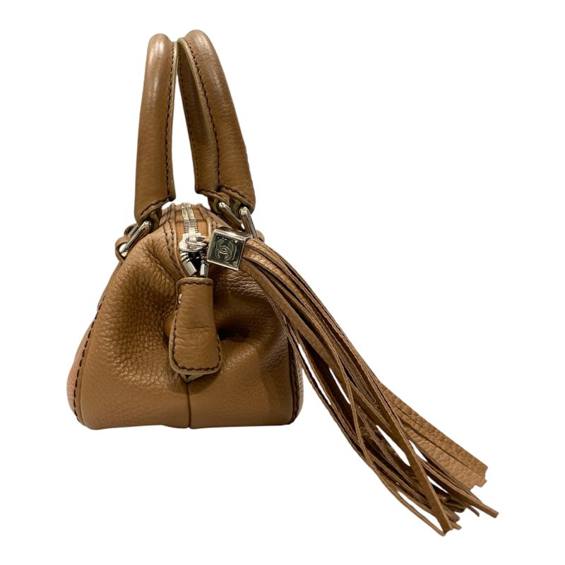 CHANEL 香奈兒 LAX Tassel Bag 手提包 棕色 銀釦-3