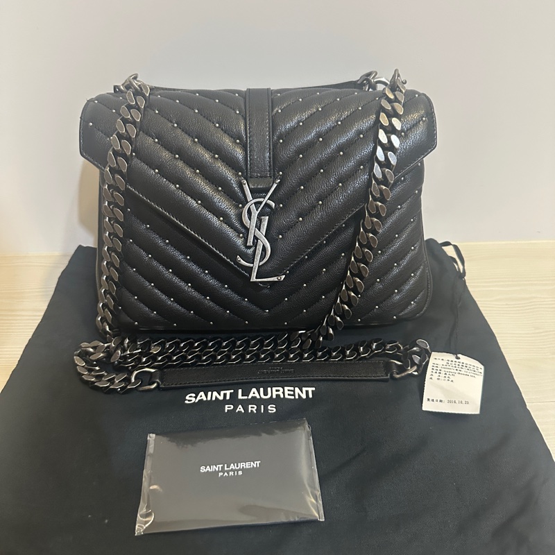 SAINT LAURENT 學院包|卯釘限量版|全新未使用|經典黑色✨-0