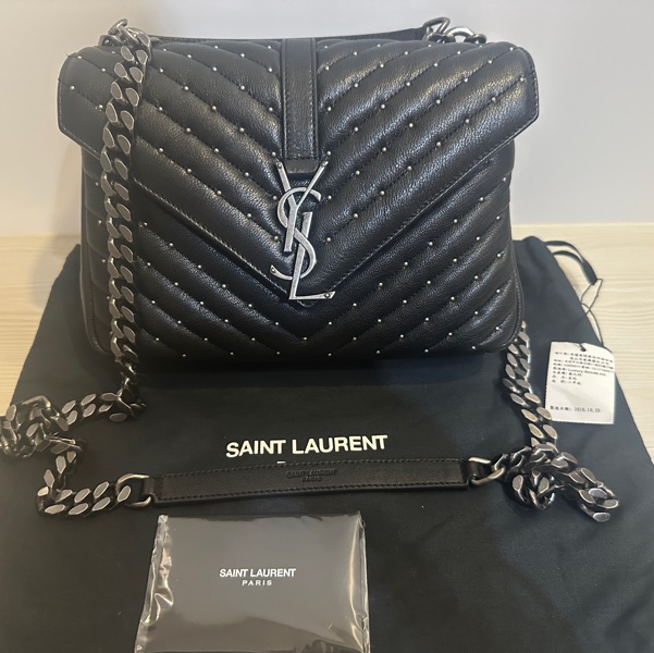 SAINT LAURENT 學院包|卯釘限量版|全新未使用|經典黑色✨-5