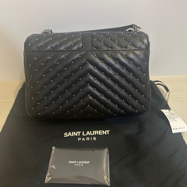 SAINT LAURENT 學院包|卯釘限量版|全新未使用|經典黑色✨-6