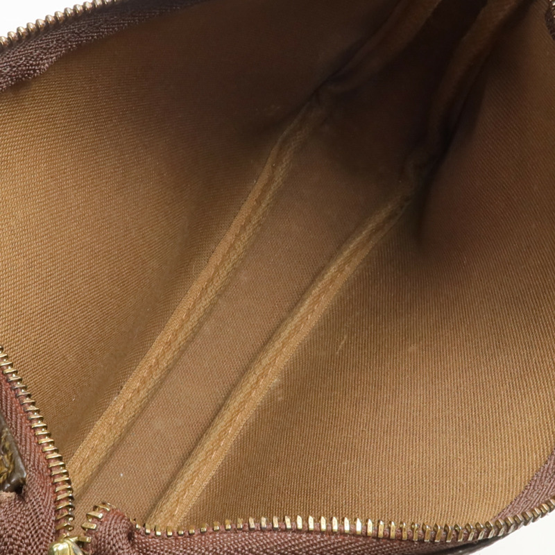 LOUIS VUITTON Monogram Pochette Accessoires金扣手挽袋棕色-8