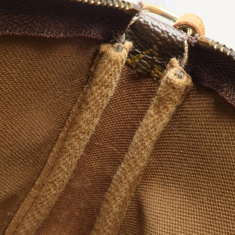 LOUIS VUITTON Monogram Pochette Accessoires金扣手挽袋棕色-11