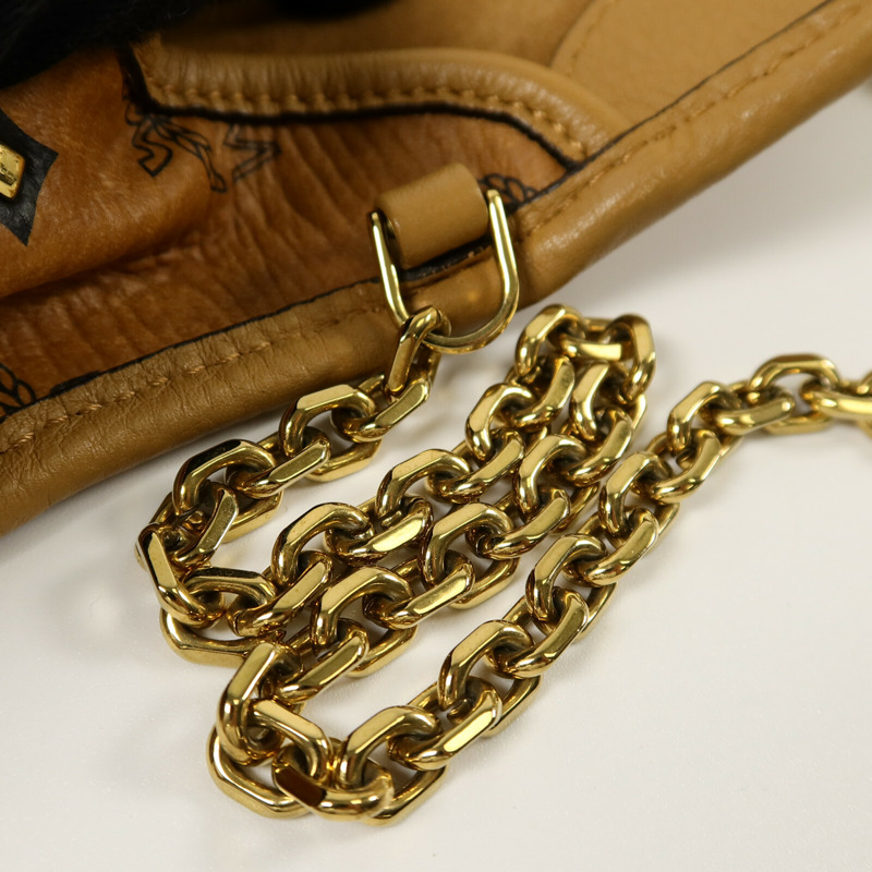 MCM 塗層帆布Chain Shoulder鏈帶肩背袋-9