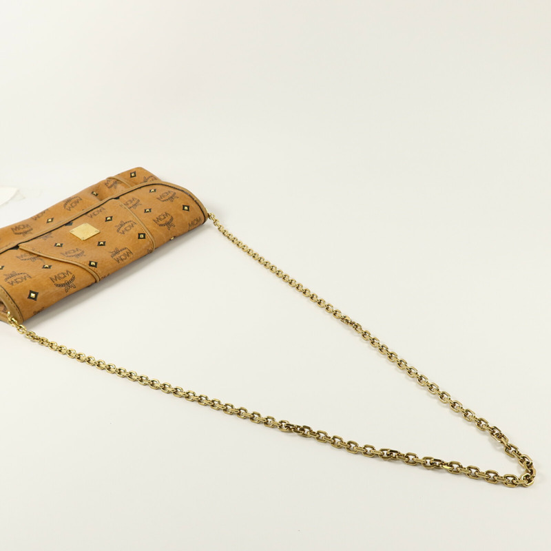MCM 塗層帆布Chain Shoulder鏈帶肩背袋-10