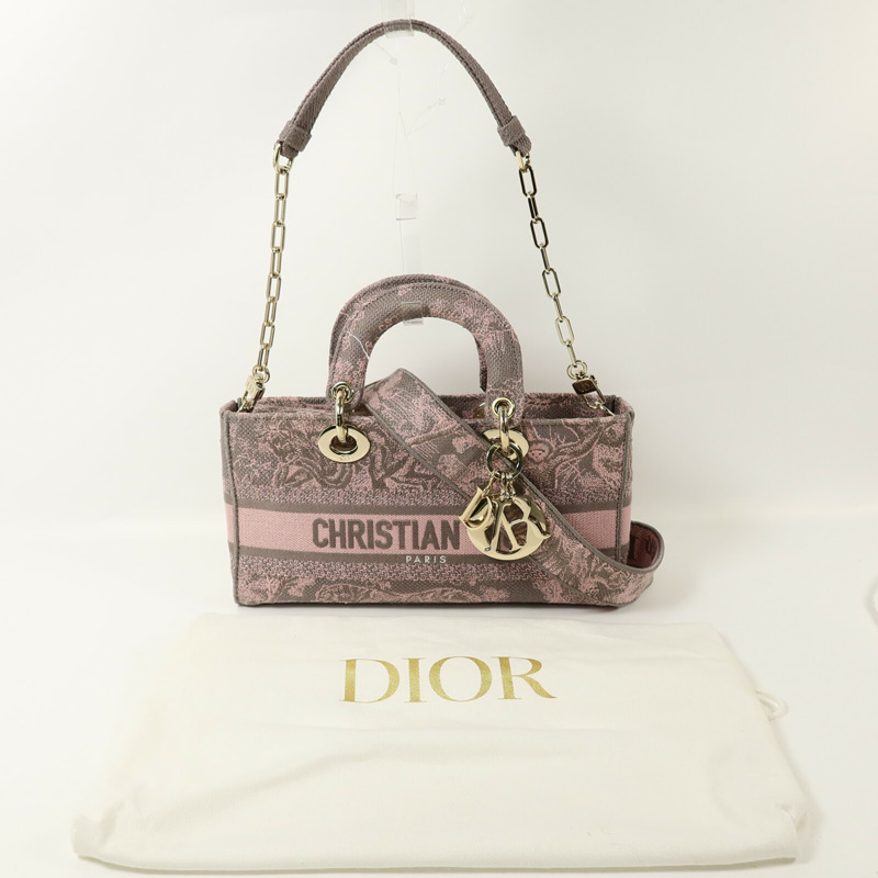 Dior 帆布Lady D-Joy Medium手挽肩背兩用袋-17
