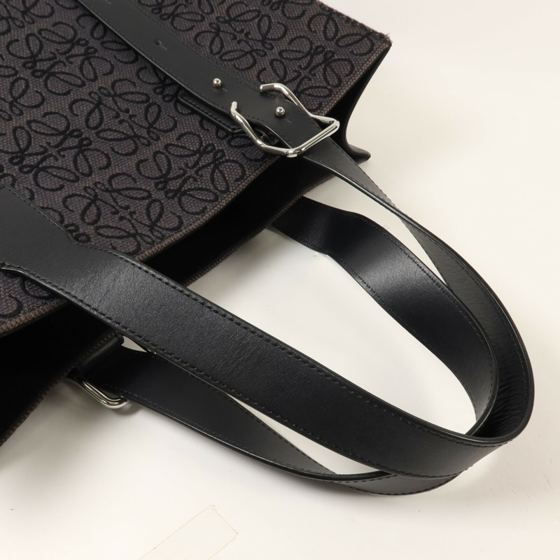 LOEWE 帆布/牛皮皮革Anagram肩背袋-7