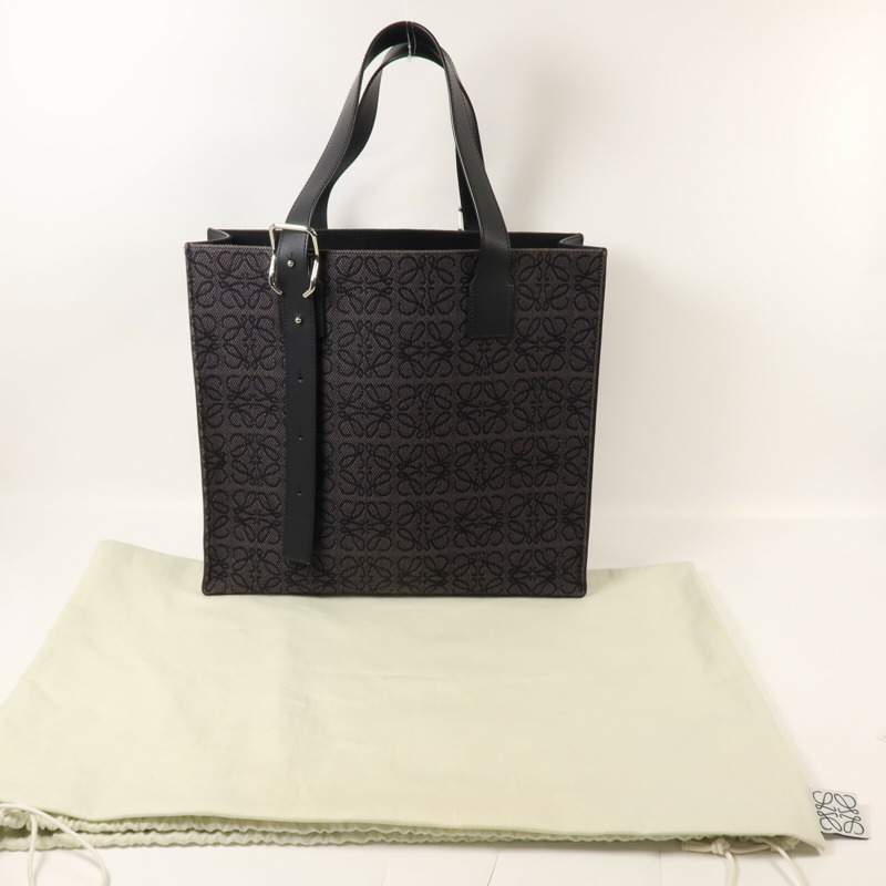 LOEWE 帆布/牛皮皮革Anagram肩背袋-8