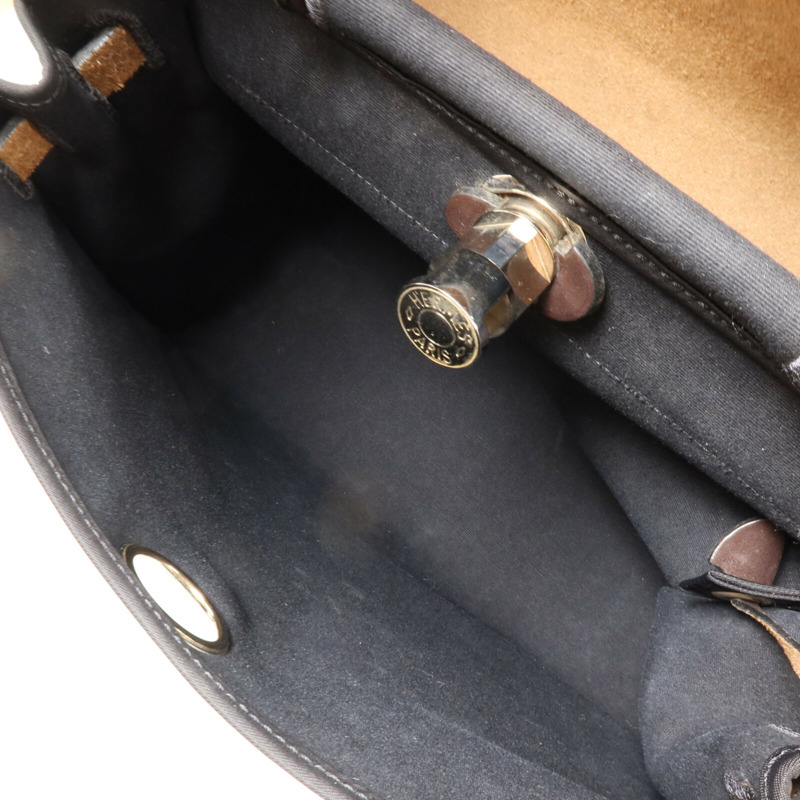 HERMES 帆布Herbag PM手挽肩背兩用袋Noir-4