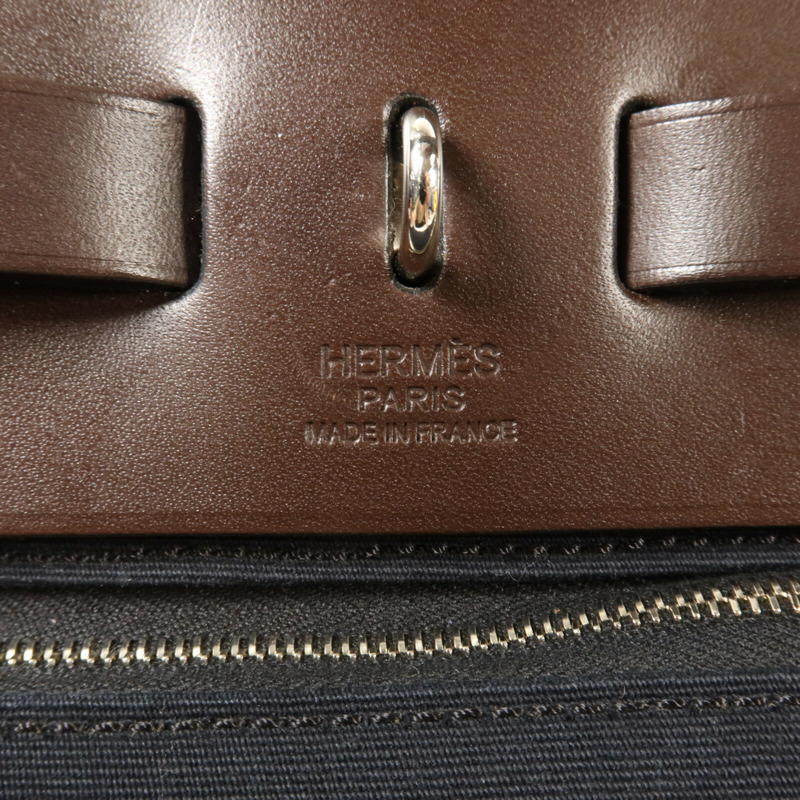 HERMES 帆布Herbag PM手挽肩背兩用袋Noir-5