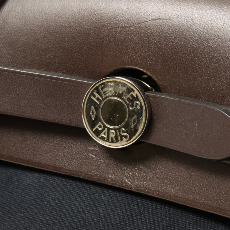 HERMES 帆布Herbag PM手挽肩背兩用袋Noir-9
