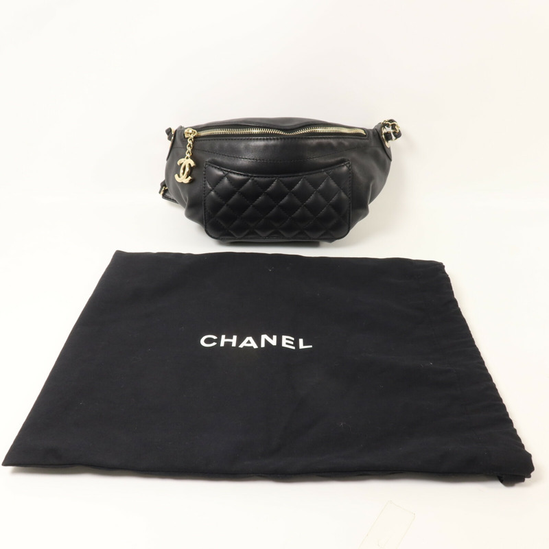 CHANEL 羊皮皮革Waist Bag鏈帶腰包-8