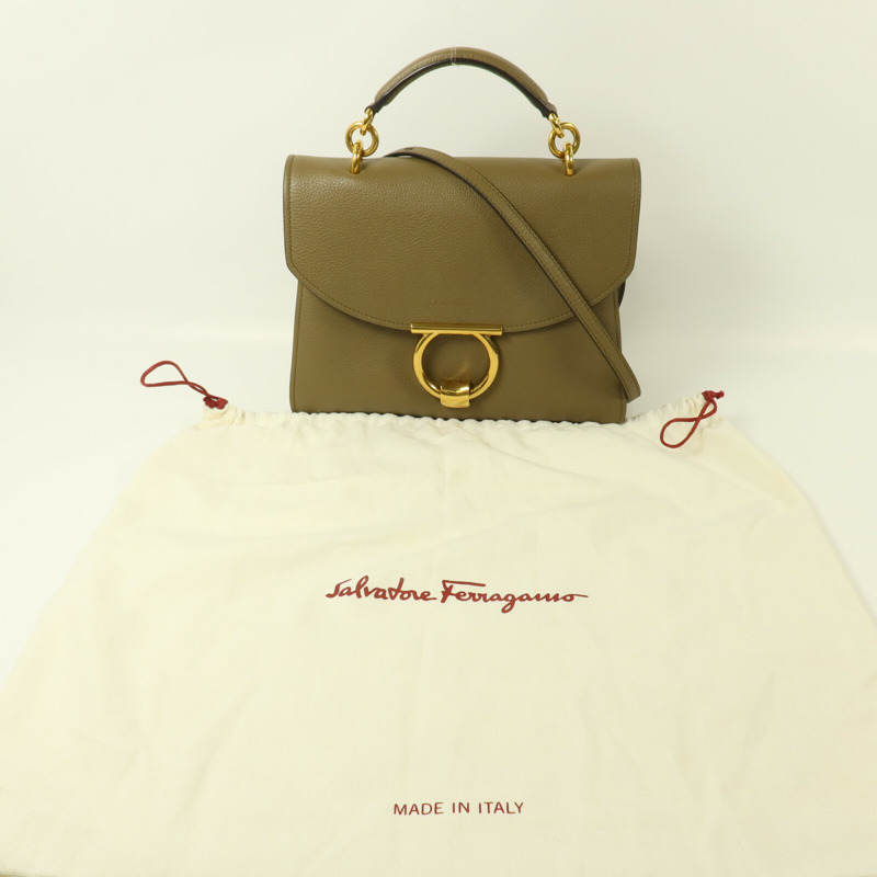 Salvatore Ferragamo 牛皮皮革Margot Gancini手挽肩背兩用袋-8