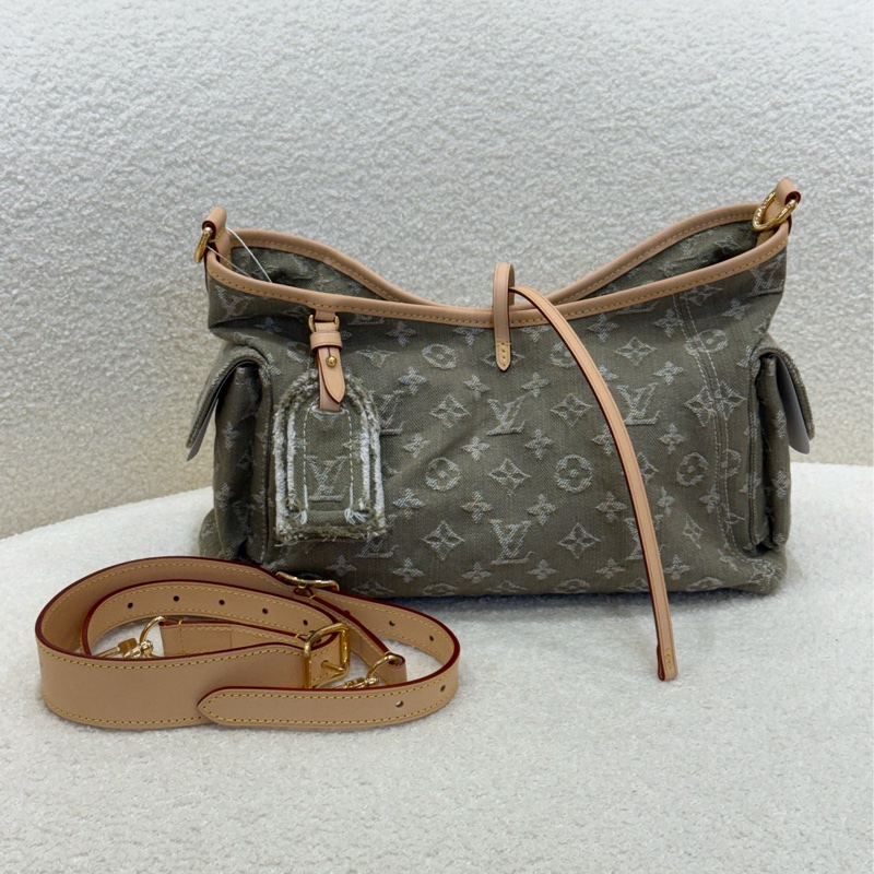 LV Carryall Cargo PM 卡其色牛仔包-0