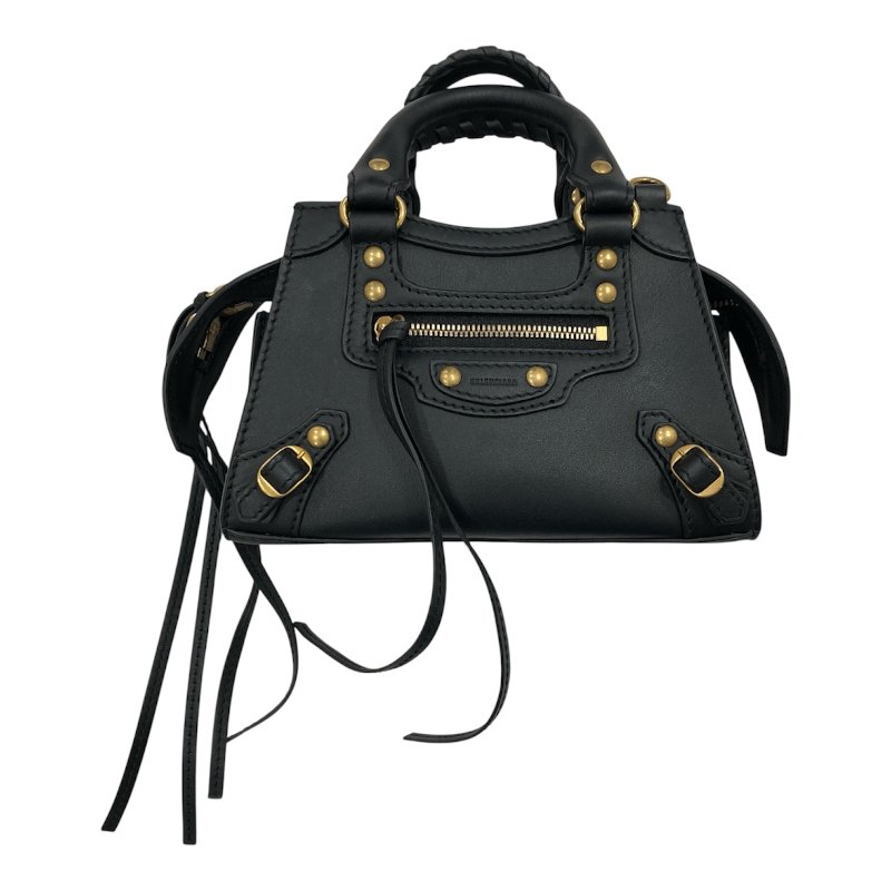 BALENCIAGA 巴黎世家 NEO CLASSIC NANO MINI機車包 牛皮 黑色 銀釦-0