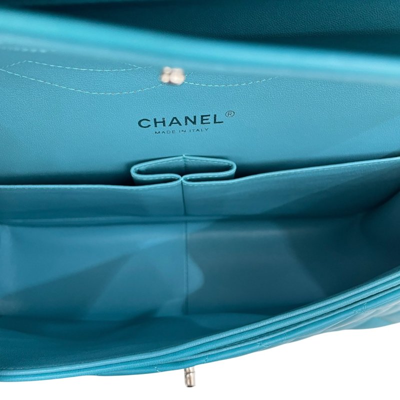 CHANEL 香奈兒 MATELASSE CF30 口蓋包 小羊皮 藍色系 銀釦-13