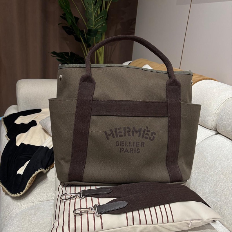 HERMES Grooming tote shoulder bag Stamp X-0