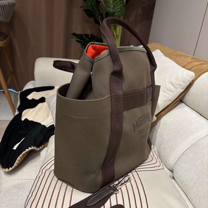 HERMES Grooming tote shoulder bag Stamp X-2
