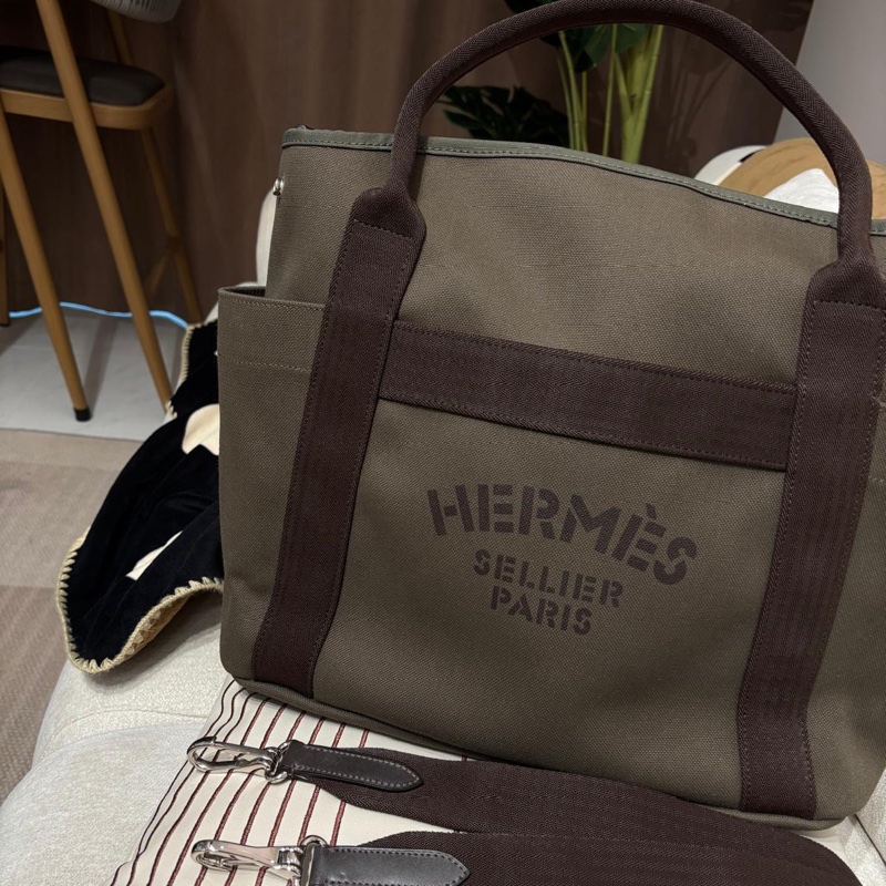 HERMES Grooming tote shoulder bag Stamp X-4