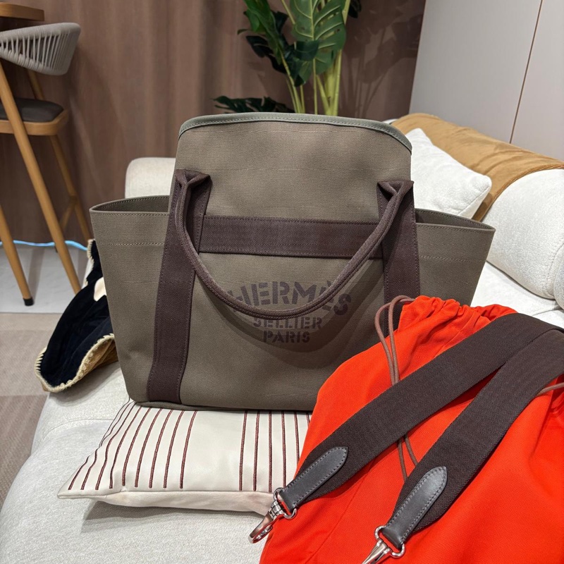 HERMES Grooming tote shoulder bag Stamp X-7