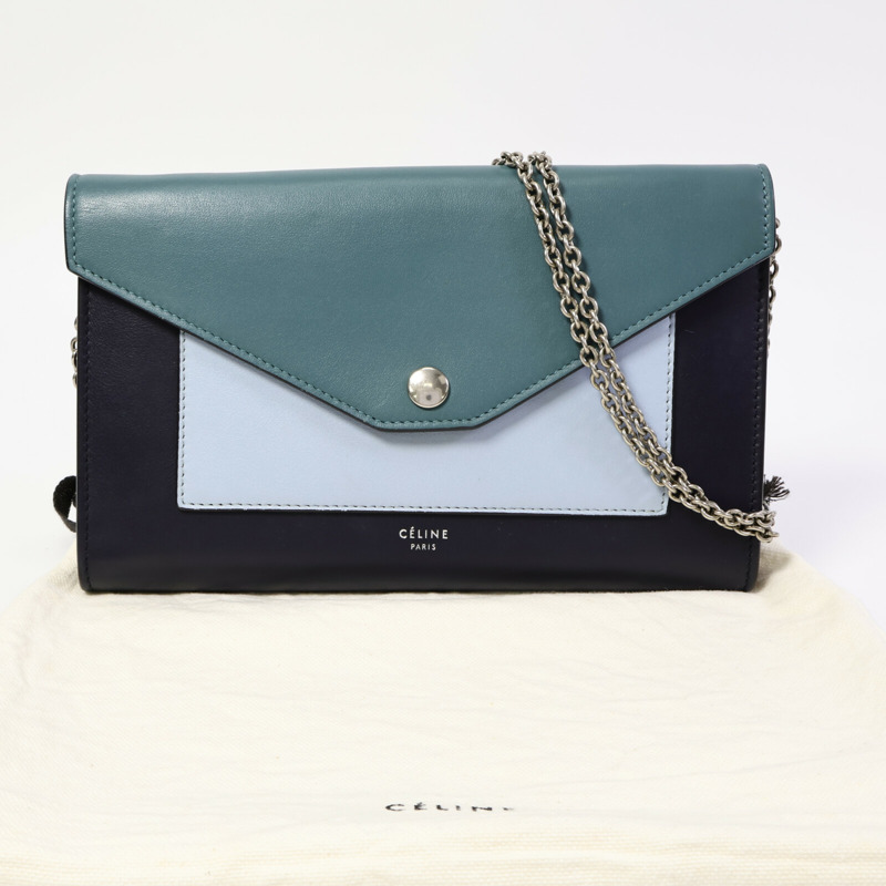 CELINE 牛皮皮革Wallet On Chain鏈帶肩背袋-9