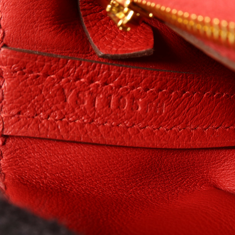 HERMES Swift皮革/Evercolor皮革Mini 24/24手挽肩背兩用袋Rouge Piment-6