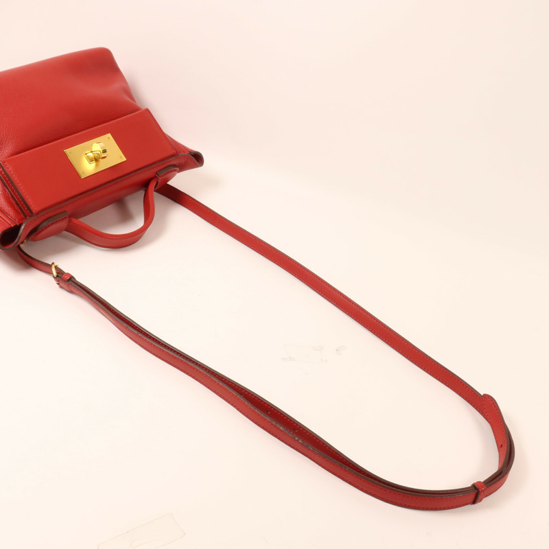 HERMES Swift皮革/Evercolor皮革Mini 24/24手挽肩背兩用袋Rouge Piment-7