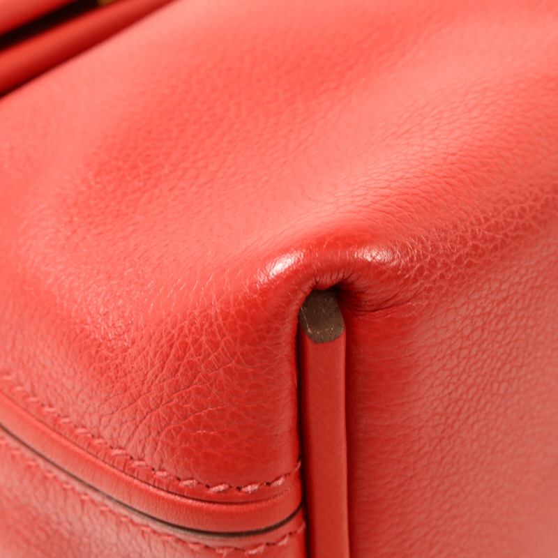 HERMES Swift皮革/Evercolor皮革Mini 24/24手挽肩背兩用袋Rouge Piment-10