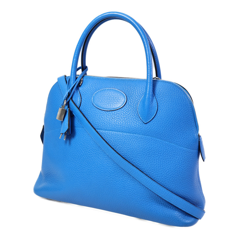 HERMES Clemence皮革Bolide 31手挽袋Bleu Hydra-1