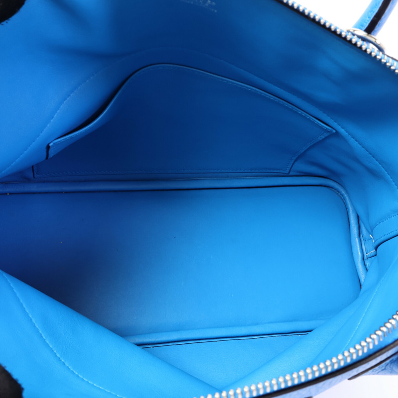 HERMES Clemence皮革Bolide 31手挽袋Bleu Hydra-4