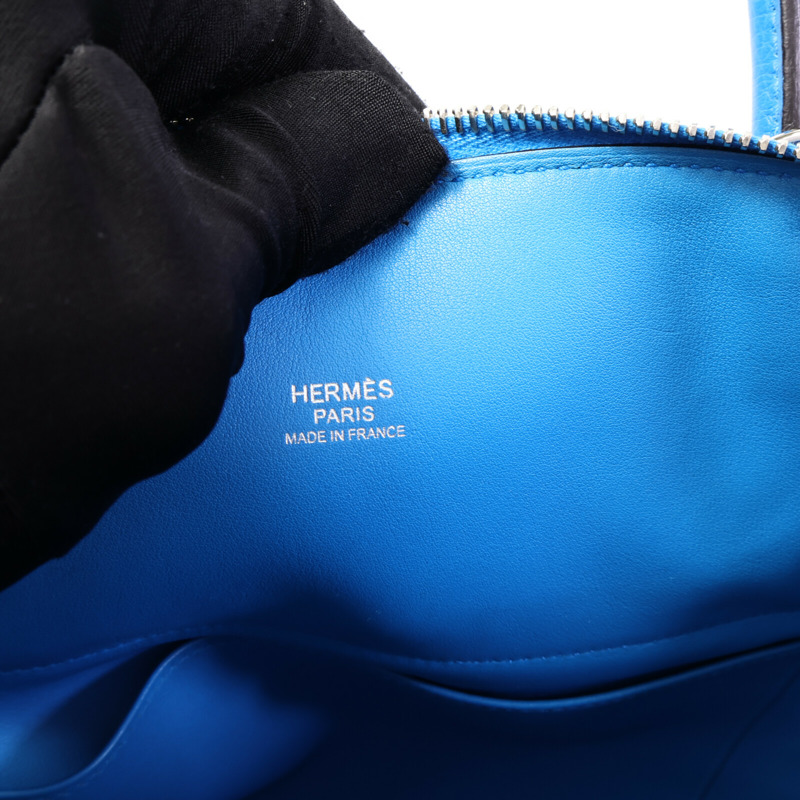 HERMES Clemence皮革Bolide 31手挽袋Bleu Hydra-5