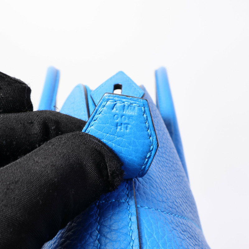HERMES Clemence皮革Bolide 31手挽袋Bleu Hydra-6