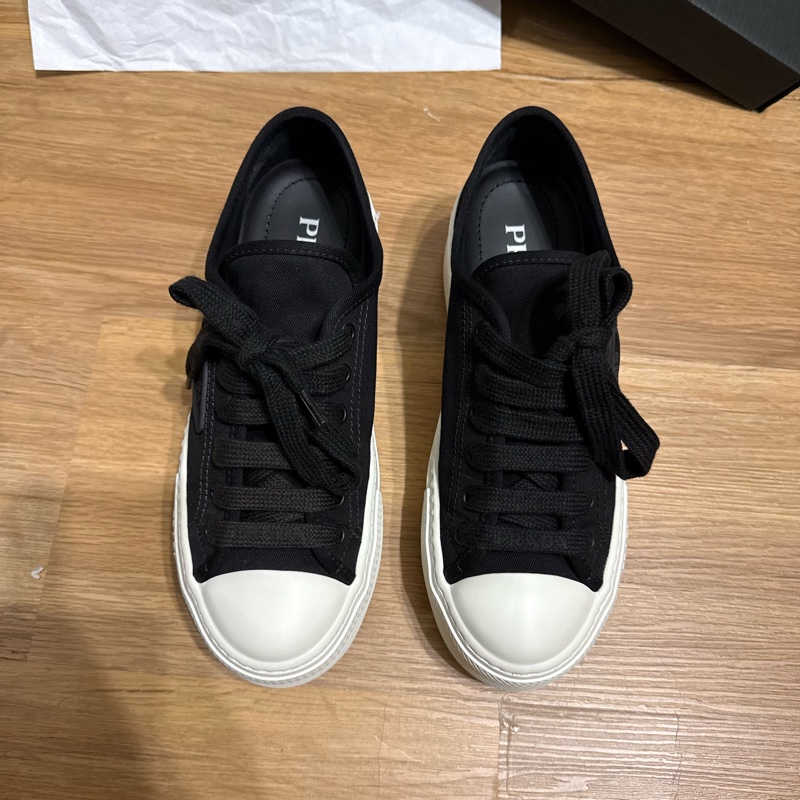 Prada 厚底 帆布 黑色 三角標 37號 23.5公分-2