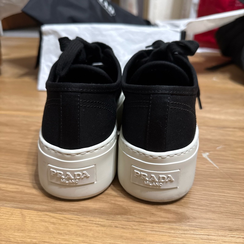 Prada 厚底 帆布 黑色 三角標 37號 23.5公分-7